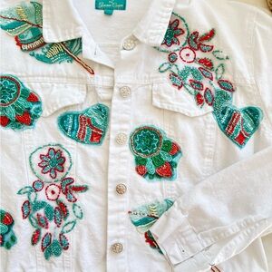 Embroidered White Jean Jacket